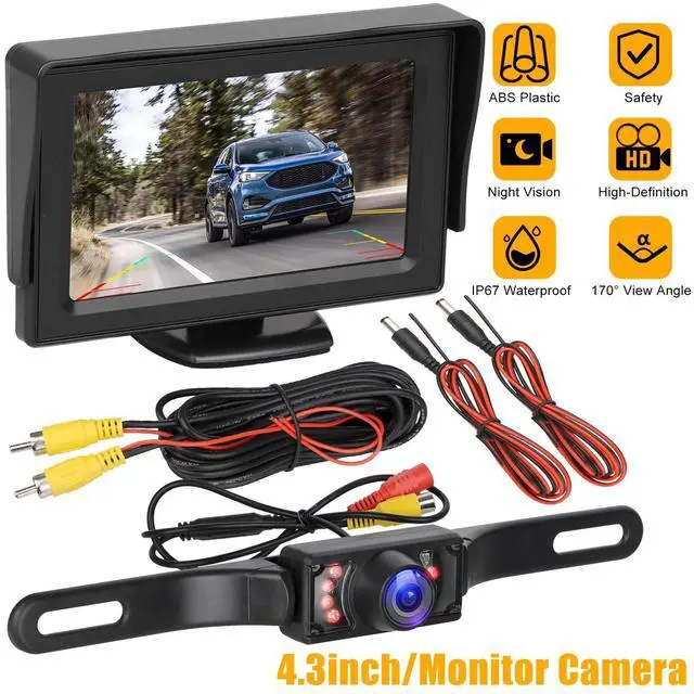 Main image of 4.3" HD Monitor Car Backup Reverse Camera Rear View Parking License Plate System