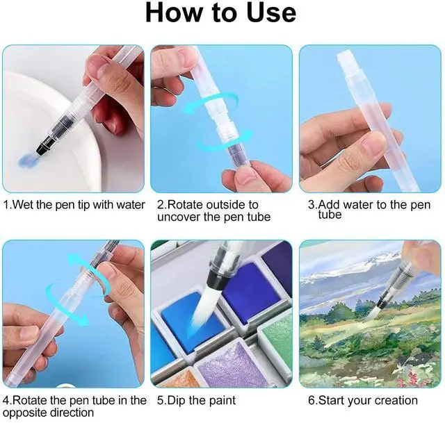 Alt view image 6 of 7 - 50 Colors Watercolor Paint Set with 2 Brushes, Travel Painting Art Supplies Gift