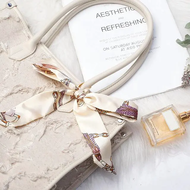 Alt view image 2 of 7 - 12pcs Women Satin Silk Scarf Scarves Wrap Tied Bag Handle Neck Hair Long Ribbon