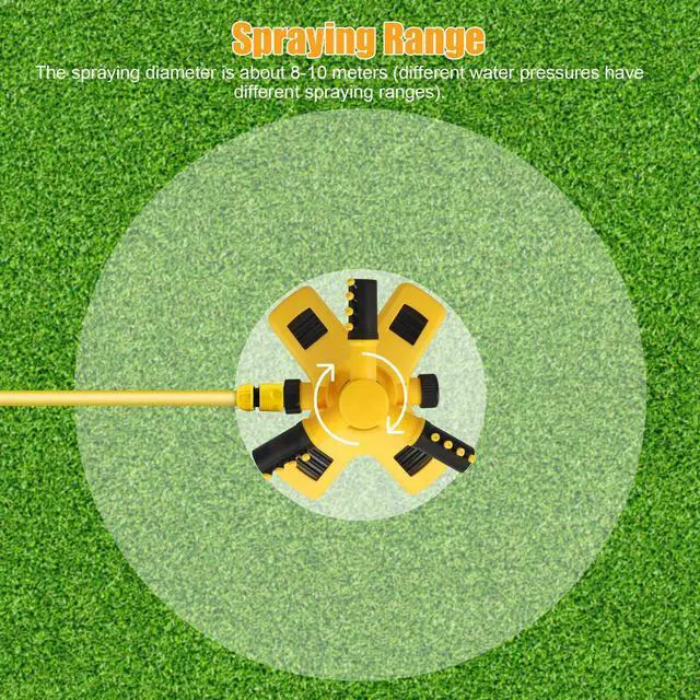 Alt view image 5 of 7 - Garden Lawn Sprinkler 360°Auto Spray Grass Watering Irrigation System Patio Yard