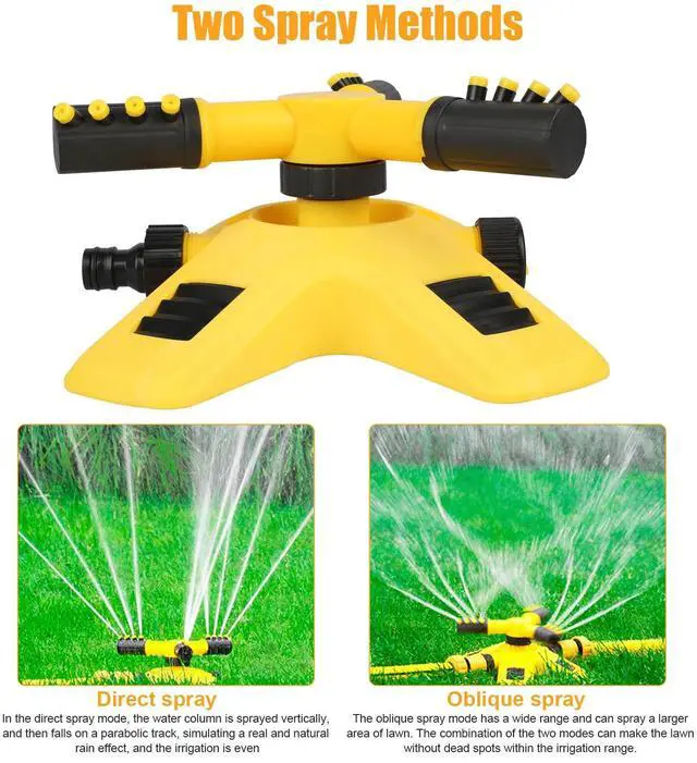 Alt view image 3 of 7 - Garden Lawn Sprinkler 360°Auto Spray Grass Watering Irrigation System Patio Yard