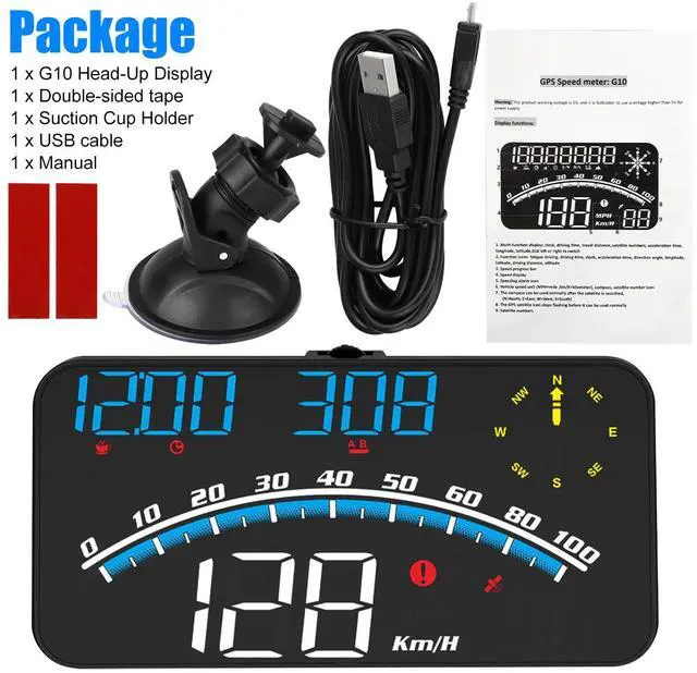 Alt view image 7 of 7 - 5" Digital Speedometer Universal GPS Car HUD Head Up Display MPH Overspeed Alarm