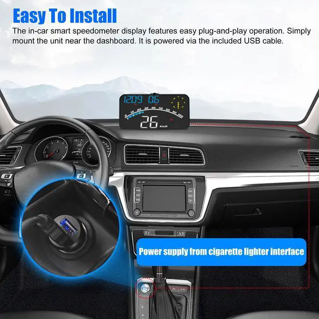 Alt view image 2 of 7 - 5" Digital Speedometer Universal GPS Car HUD Head Up Display MPH Overspeed Alarm