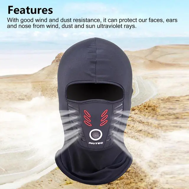 Alt view image 2 of 7 - Outdoor Stretch Full Face Mask Summer Windproof Fleece Ski Bicycle Hood