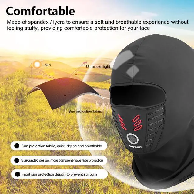 Alt view image 3 of 7 - Outdoor Stretch Full Face Mask Summer Windproof Fleece Ski Bicycle Hood