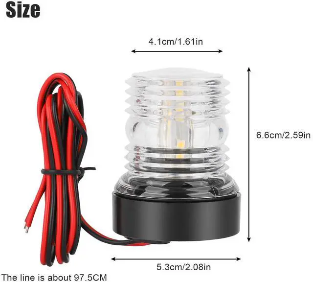 Alt view image 7 of 7 - 12V Marine Boat Yacht LED Navigation Light Stern Anchor Lamp All Round White 2NM