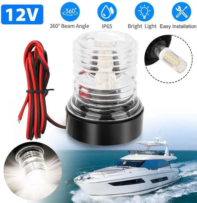 Main image of 12V Marine Boat Yacht LED Navigation Light Stern Anchor Lamp All Round White 2NM