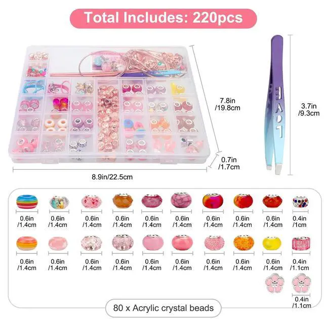 Alt view image 2 of 7 - 220 PCS Exquisite DIY Beaded Jewelry Making Kit for Bracelet Necklace Craft Gift