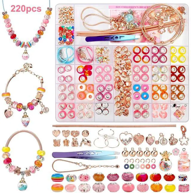 Main image of 220 PCS Exquisite DIY Beaded Jewelry Making Kit for Bracelet Necklace Craft Gift