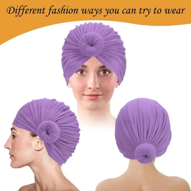 Alt view image 4 of 7 - 6PCS Women African Flower Knot Headwraps Bonnet Turban Beanie Cap Headwear