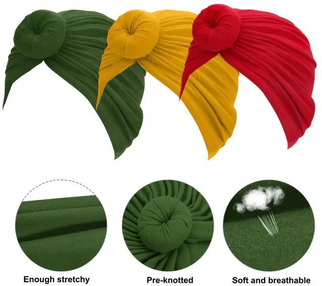 Alt view image 3 of 7 - 6PCS Women African Flower Knot Headwraps Bonnet Turban Beanie Cap Headwear