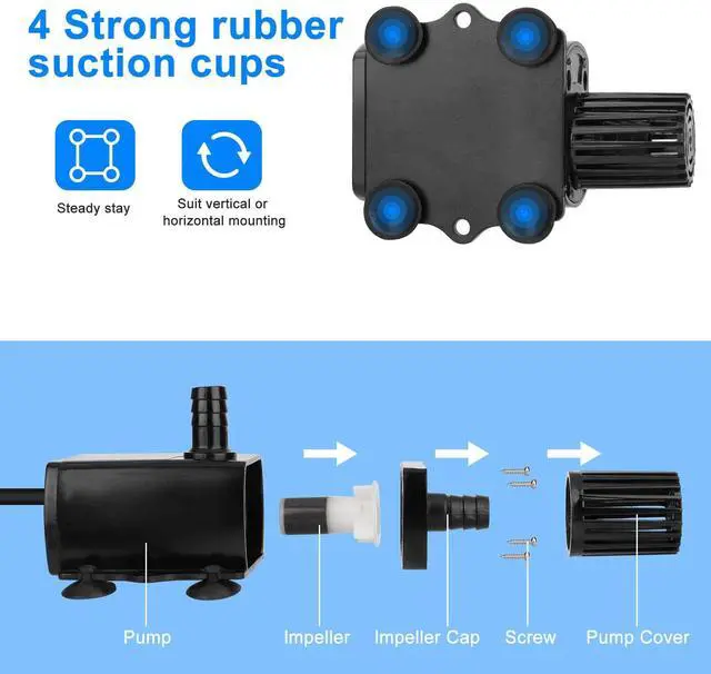Alt view image 7 of 7 - Submersible Water Pump Aquarium Fountain with Flow Adjustment and USB Interface
