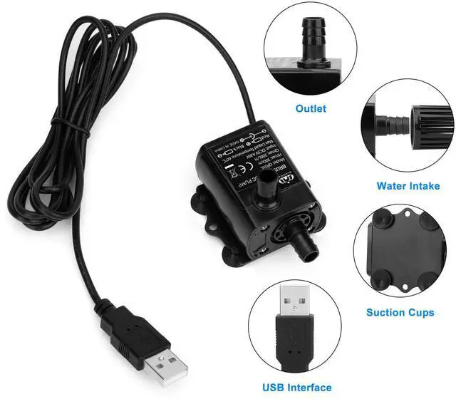Alt view image 2 of 7 - Submersible Water Pump Aquarium Fountain with Flow Adjustment and USB Interface
