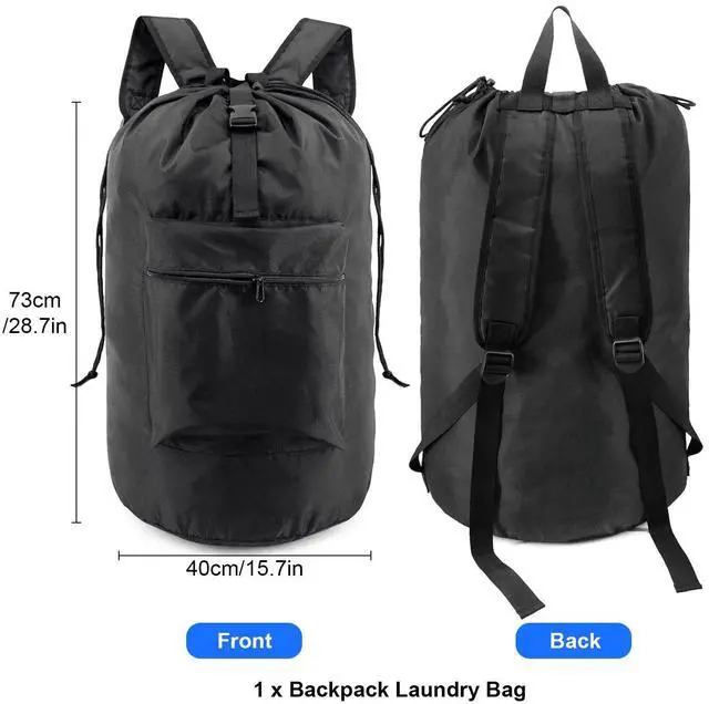Alt view image 2 of 7 - Heavy Duty Large Laundry Bag Backpack with Adjustable Straps for Travel & Camp