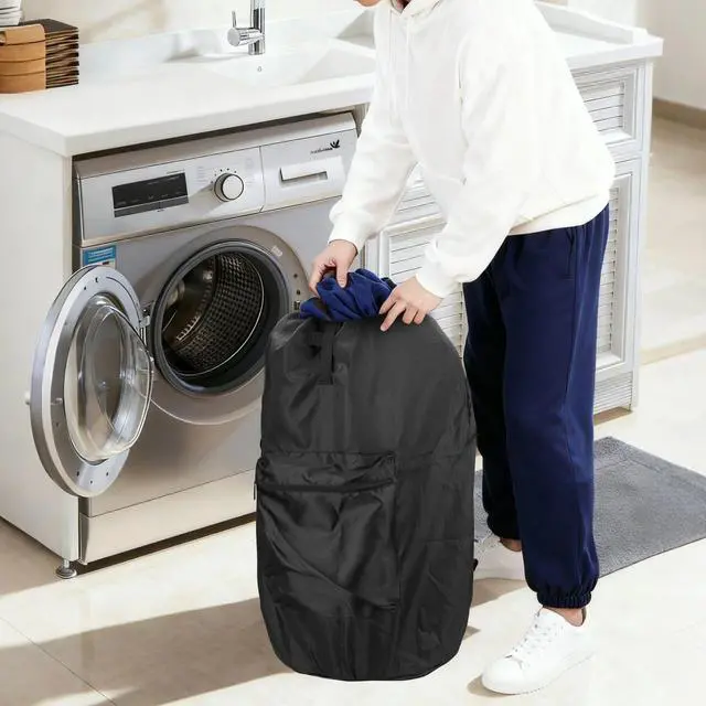 Alt view image 5 of 7 - Heavy Duty Large Laundry Bag Backpack with Adjustable Straps for Travel & Camp