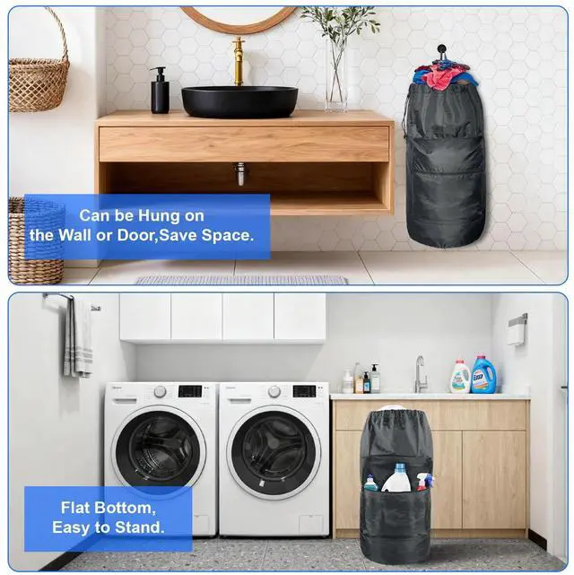 Alt view image 6 of 7 - Heavy Duty Large Laundry Bag Backpack with Adjustable Straps for Travel & Camp