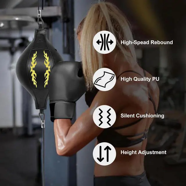 Alt view image 3 of 6 - Adjustable Double End Boxing Speed Ball PU Leather 360° Training Punch Bag Home