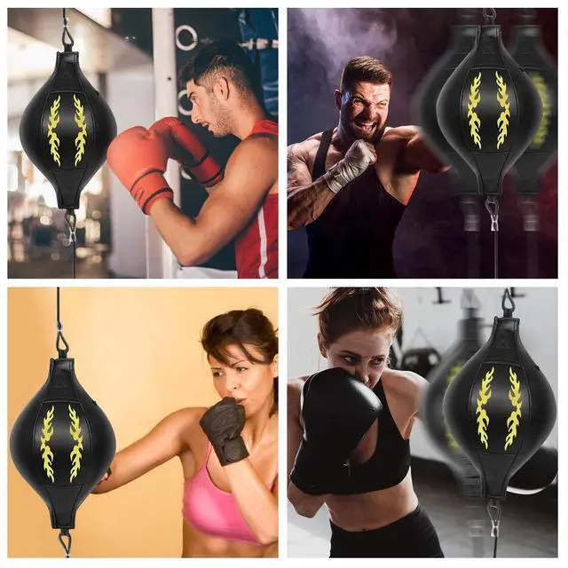 Alt view image 6 of 6 - Adjustable Double End Boxing Speed Ball PU Leather 360° Training Punch Bag Home