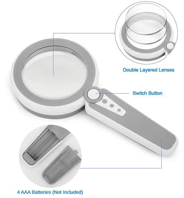 Alt view image 4 of 6 - 15X Magnifying Glass with 12 LED Lights Handheld Reading Magnifier for Seniors