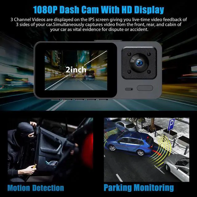 Alt view image 5 of 7 - Car Dual Lens Dash Camera Cam HD 1080P Front/Rear/Inside Video Recorder G-Sensor