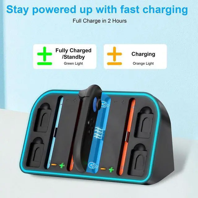 Alt view image 5 of 7 - RGB Magnetic Charging Dock Station For Nintendo Switch 2 2025 Joy Con Wall Mount