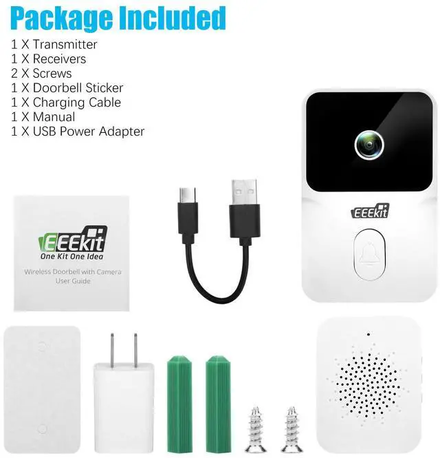 Alt view image 7 of 7 - Smart Wireless WiFi Doorbell Intercom Video Recording Camera Door Bell Security