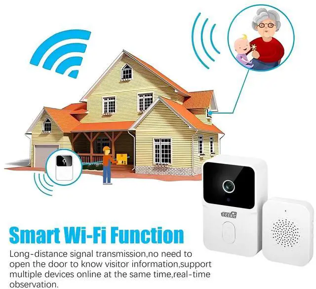 Alt view image 3 of 7 - Smart Wireless WiFi Doorbell Intercom Video Recording Camera Door Bell Security