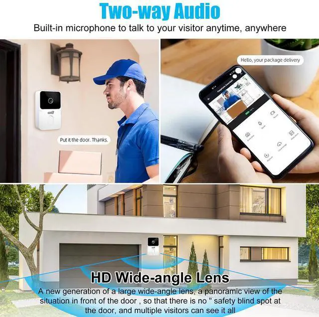 Alt view image 2 of 7 - Smart Wireless WiFi Doorbell Intercom Video Recording Camera Door Bell Security