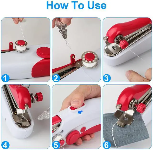 Alt view image 5 of 7 - 27Pcs Handheld Sewing Machine Mini Portable Electric Tailor Stitch Home Travel