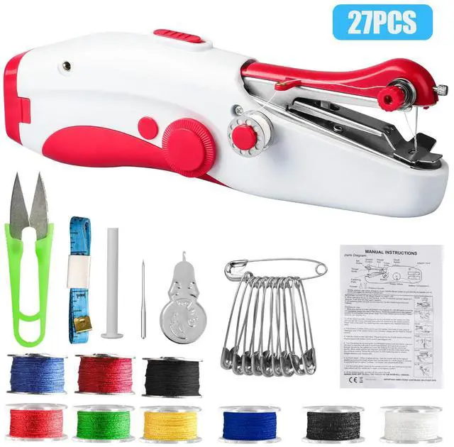 Main image of 27Pcs Handheld Sewing Machine Mini Portable Electric Tailor Stitch Home Travel