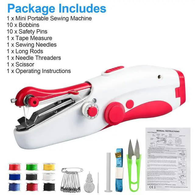Alt view image 7 of 7 - 27Pcs Handheld Sewing Machine Mini Portable Electric Tailor Stitch Home Travel