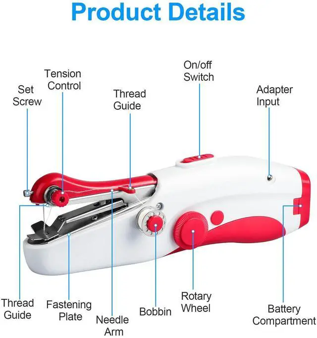 Alt view image 2 of 7 - 27Pcs Handheld Sewing Machine Mini Portable Electric Tailor Stitch Home Travel