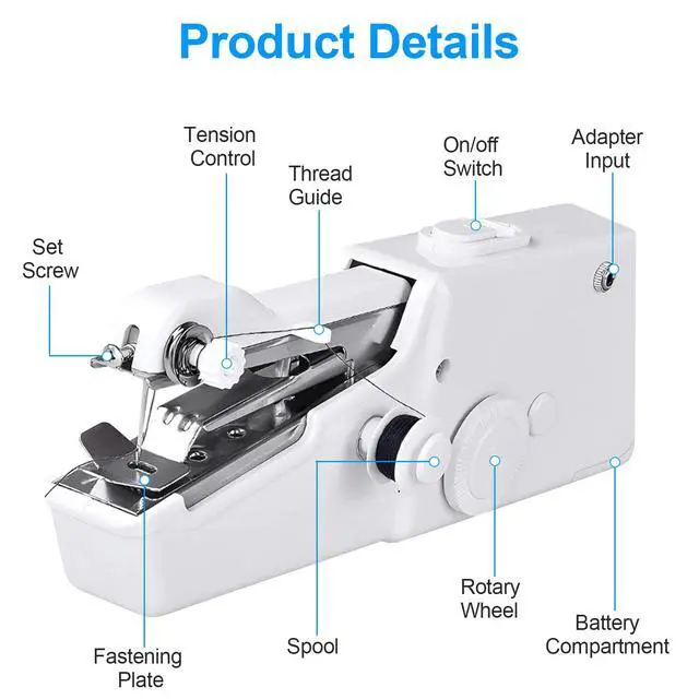Alt view image 2 of 7 - 35 Pcs Handheld Sewing Machine Mini Portable Electric Tailor Stitch Home Travel