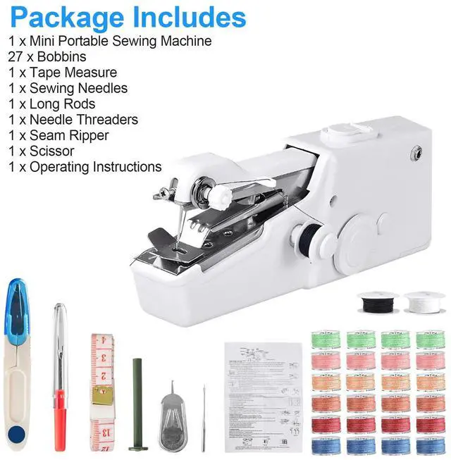 Alt view image 7 of 7 - 35 Pcs Handheld Sewing Machine Mini Portable Electric Tailor Stitch Home Travel