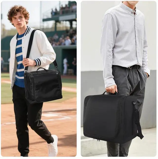 Alt view image 6 of 7 - Portable Baseball Cap Organizer Tote Foldable Hat Storage Bag w/ Shoulder Strap