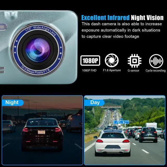 Alt view image 5 of 7 - HD 1080P Car DVR Dash Cam Front/Rear Camera Video Recorder G-sensor Night Vision