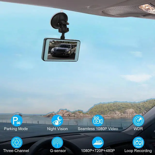 Alt view image 6 of 7 - HD 1080P Car DVR Dash Cam Front/Rear Camera Video Recorder G-sensor Night Vision