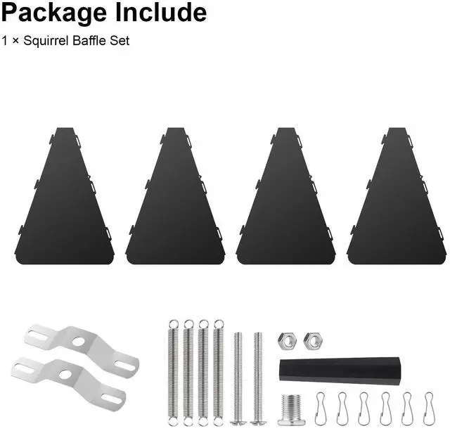 Alt view image 7 of 7 - 10.2" Square Around-wrap Squirrel Baffle w/ Springs Bird Feeder Pole Mount Guard