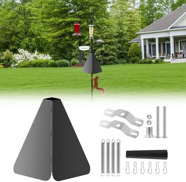 Main image of 10.2" Square Around-wrap Squirrel Baffle w/ Springs Bird Feeder Pole Mount Guard