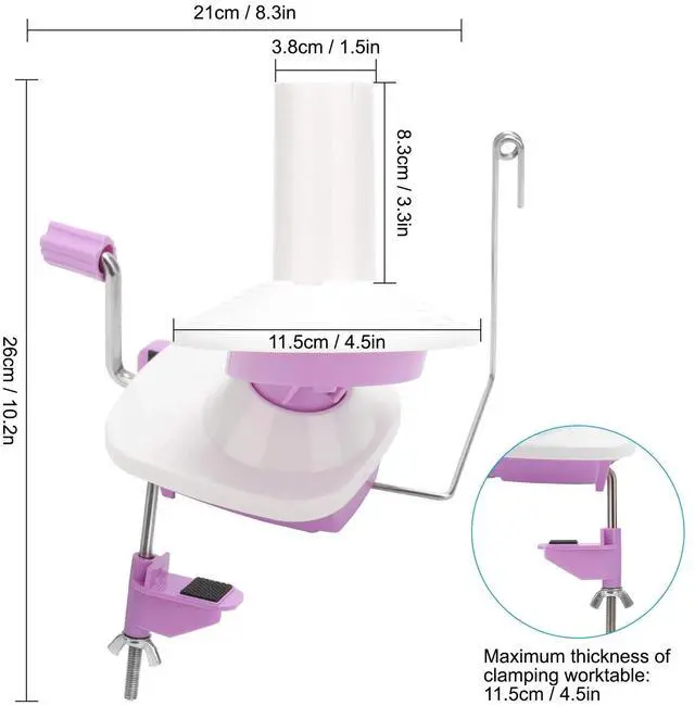 Alt view image 2 of 7 - Portable Yarn Winder Manual Hand Operated Knitting Ball Winder with Suction Base