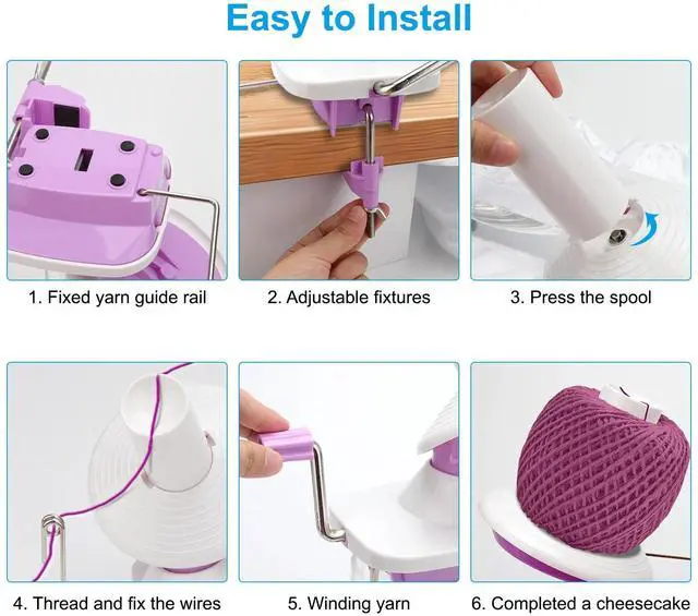 Alt view image 4 of 7 - Portable Yarn Winder Manual Hand Operated Knitting Ball Winder with Suction Base