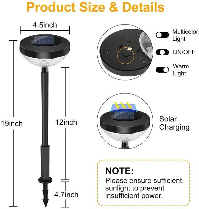 Alt view image 7 of 7 - 4PCS GALLOP FULFILLMENT Solar Garden Lights Outdoor Landscape Light Yard Decor