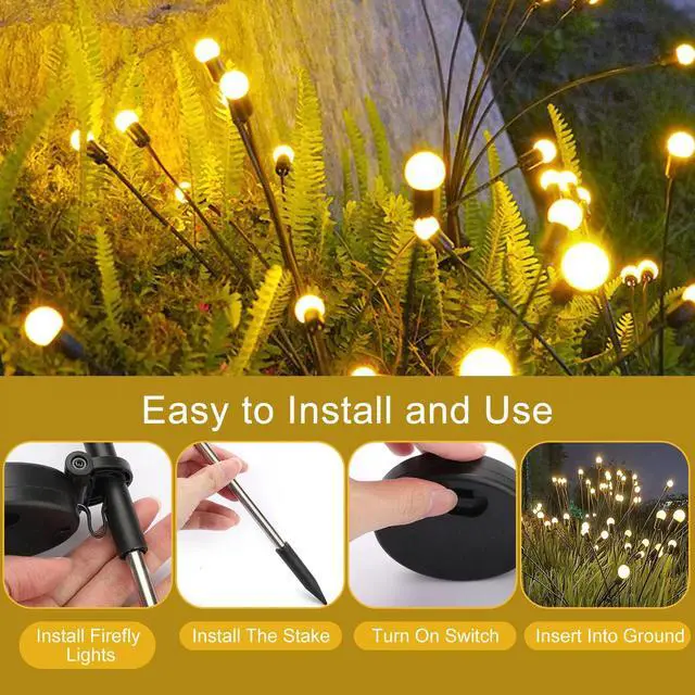 Alt view image 5 of 7 - 2x LED Solar Powered Firefly Lights Garden Outdoor Waterproof Swaying Landscape