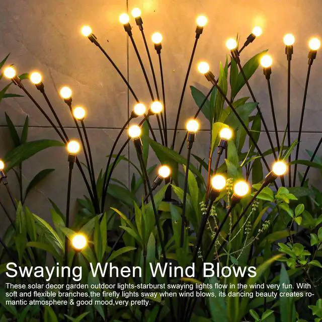 Alt view image 4 of 7 - 2x LED Solar Powered Firefly Lights Garden Outdoor Waterproof Swaying Landscape