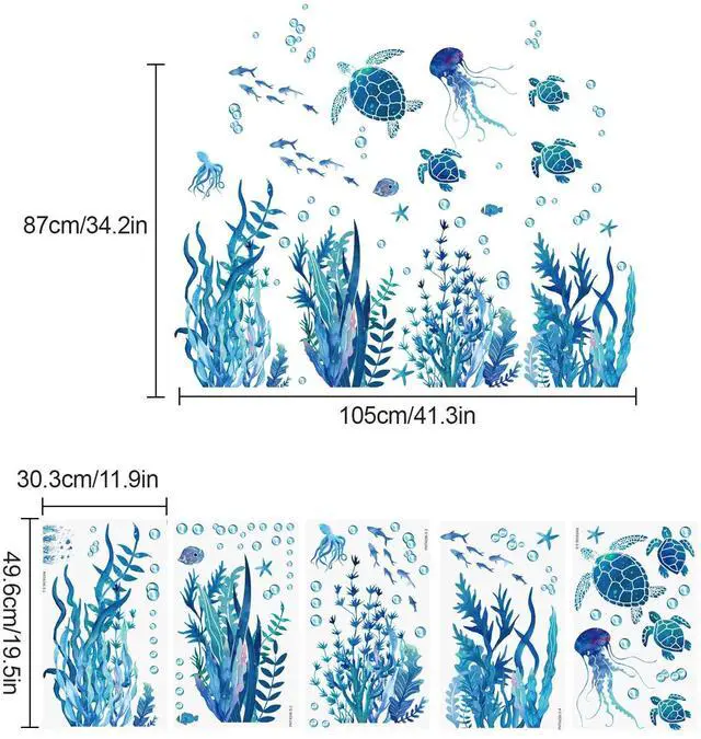 Alt view image 2 of 7 - Self-Adhesive Removable Ocean Wonders Wall Stickers Mural Decal, Home Wall Decor