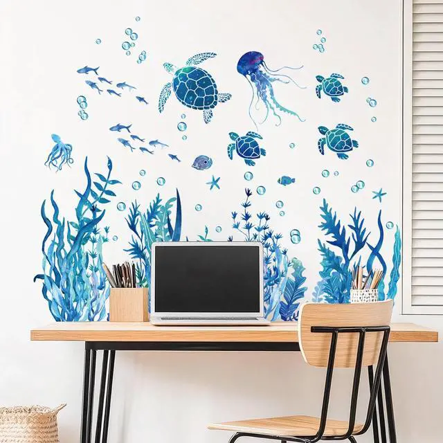 Alt view image 4 of 7 - Self-Adhesive Removable Ocean Wonders Wall Stickers Mural Decal, Home Wall Decor