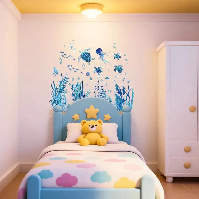 Alt view image 6 of 7 - Self-Adhesive Removable Ocean Wonders Wall Stickers Mural Decal, Home Wall Decor
