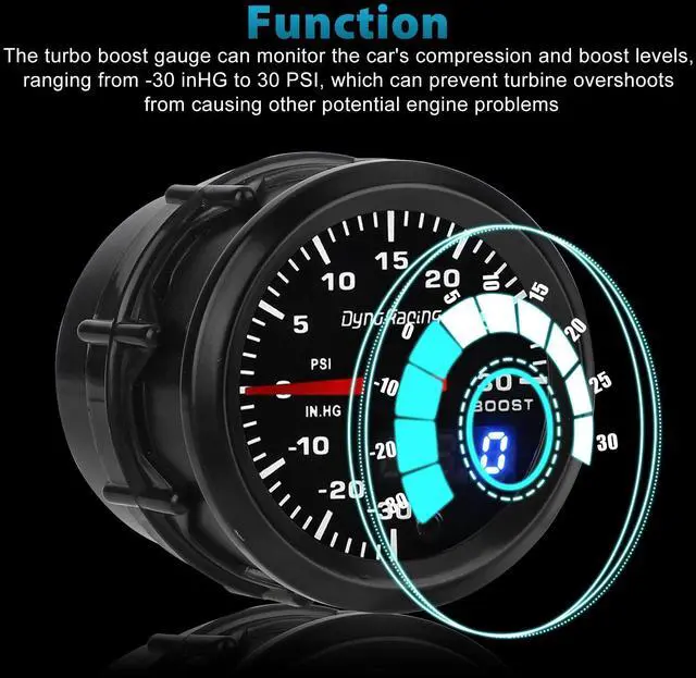 Alt view image 4 of 7 - 2" 52mm Digital & Pointer 7 Color LED Car Turbo Boost Meter Psi Pressure Gauge