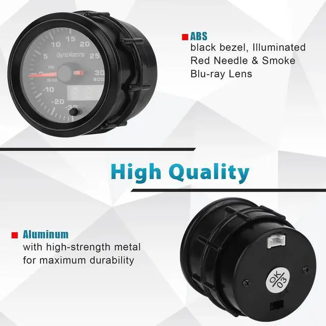 Alt view image 6 of 7 - 2" 52mm Digital & Pointer 7 Color LED Car Turbo Boost Meter Psi Pressure Gauge