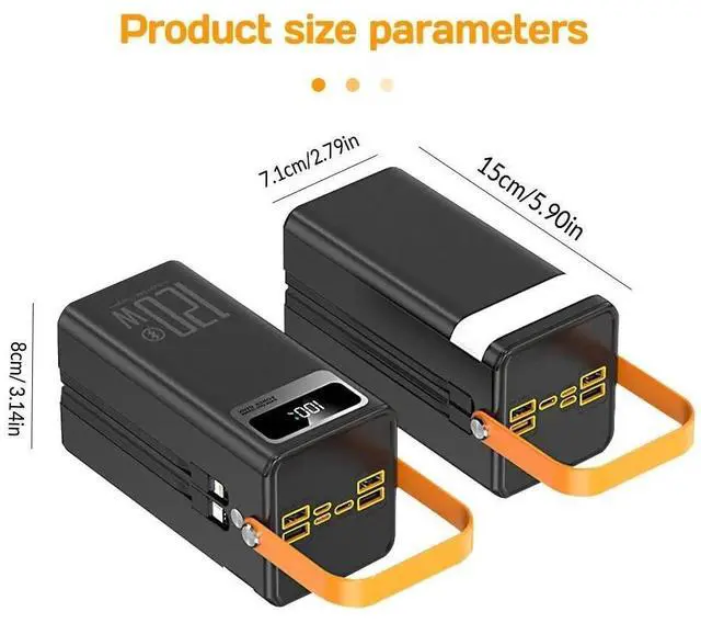 Alt view image 7 of 7 - Portable 70000mAh 120W Power Bank Large Capacity External Battery Fast Charging